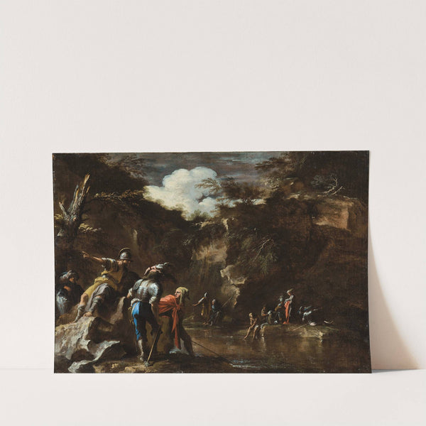 Scene from Greek history; Thales causing the river to flow on both sides of the Lydian army by Salvator Rosa