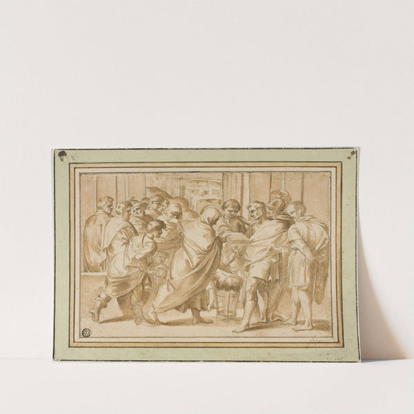 Scene from Roman History, with Draped Figure Presenting Book to Ruler by After Eustache Le Sueur