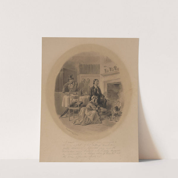 Scene from The Pickwick Club; man and woman working at fireplace by Felix Octavius Carr Darley