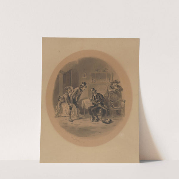 Scene from The Pickwick Club; seated man holding umbrella by Felix Octavius Carr Darley