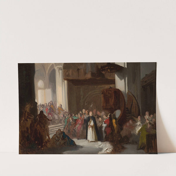 Scene in a church, sketch for a historical scene by Stanisław Chlebowski