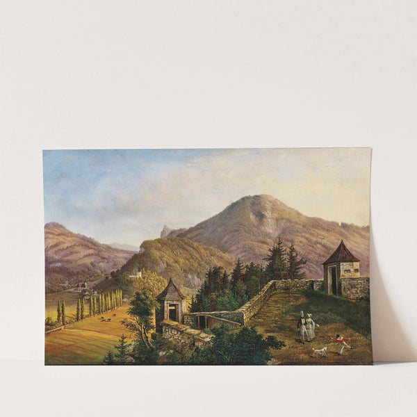 Scene in Salzburg - a view of Gaisberg, Nockstein and Kapuzinerberg by Anton Reiffenstuhl