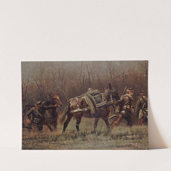Scène militaire; mobiles conduisant des mulets d’ambulances (fragment du panorama de Champigny) (1881) by Jean-Baptiste Édouard Detaille