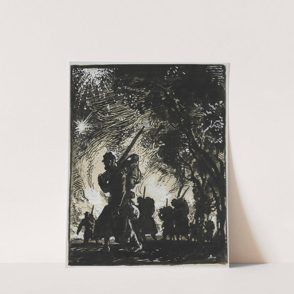 Scène nocturne; patrouille à la lisière d’un bois (1914) by Auguste Louis Lepère