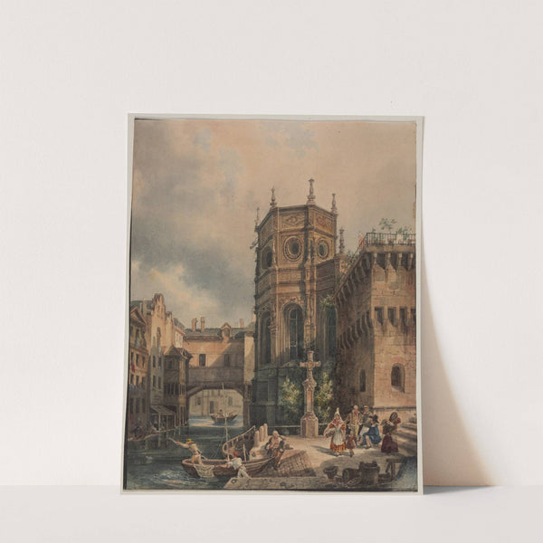 Scene on a Canal (1800s) by Hippolyte Jean Baptiste Garnerey