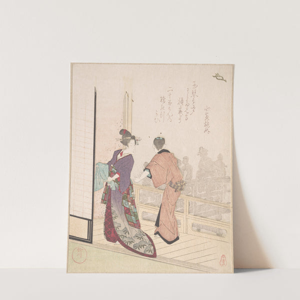 Scene on the Veranda of a Teahouse by Yanagawa Shigenobu