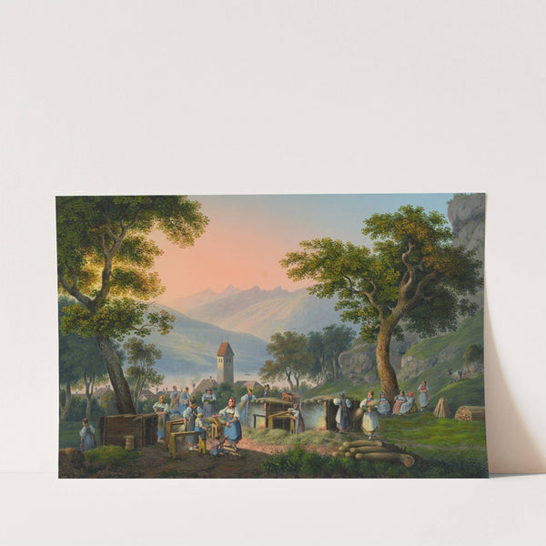 Scène villagoise à Unterseen by Johann Ludwig Bleuler