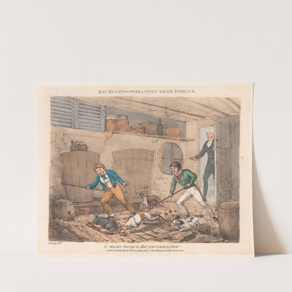 Scenes in the Life of Master George – Rat hunting with a visit from Domine (1823) by Henry Thomas Alken