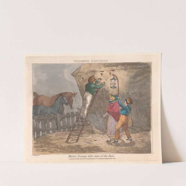 Scenes in the Life of Master George – Sparrowcatching (1823) by Henry Thomas Alken