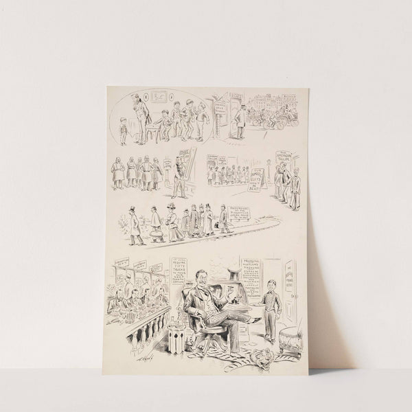 Scenes of the failure of a livery stable, saloon, and American tailors, and of the success of Hustler’s Magazine. by Frederick Burr Opper