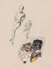 Schaatsende man en jongen en twee figuren uit een Commedia Dell’Arte (1917-1919)