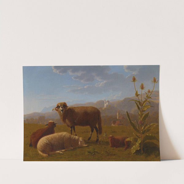Schafe beim Schloss Bipp (1790-1798) by Johann Jakob Biedermann