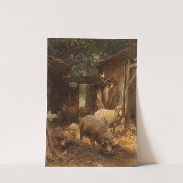 Schafe und Lämmer beim Hühnerstall (1896) by Heinrich Von Zügel