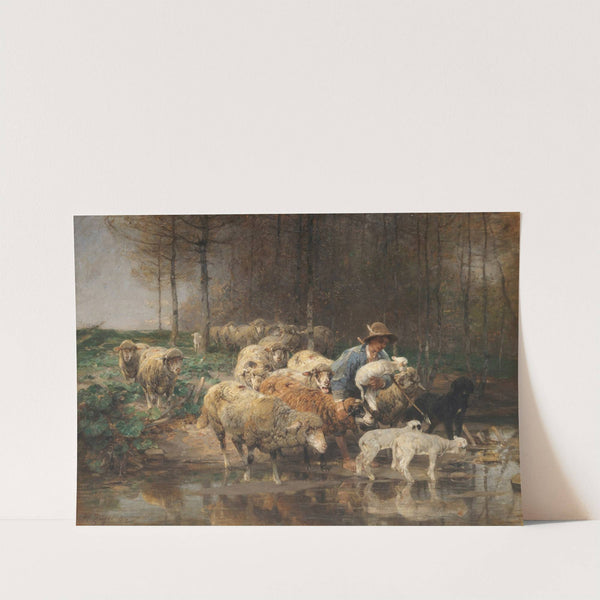 Schäfer mit Herde am Wasser (1884) by Heinrich Von Zügel
