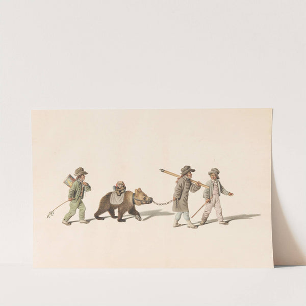 Schausteller mit Tanzbär und Affe by Gottfried Mind