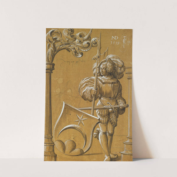 Scheibenriss mit Schildhalter und dem Wappen Jenner by Hans Rudolf Manuel