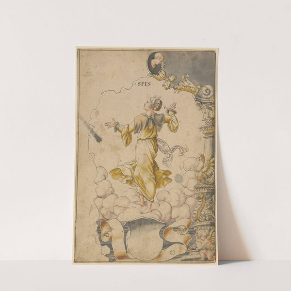 Scheibenriss mit Spes, unten leeres Wappen by Abraham Bickhart