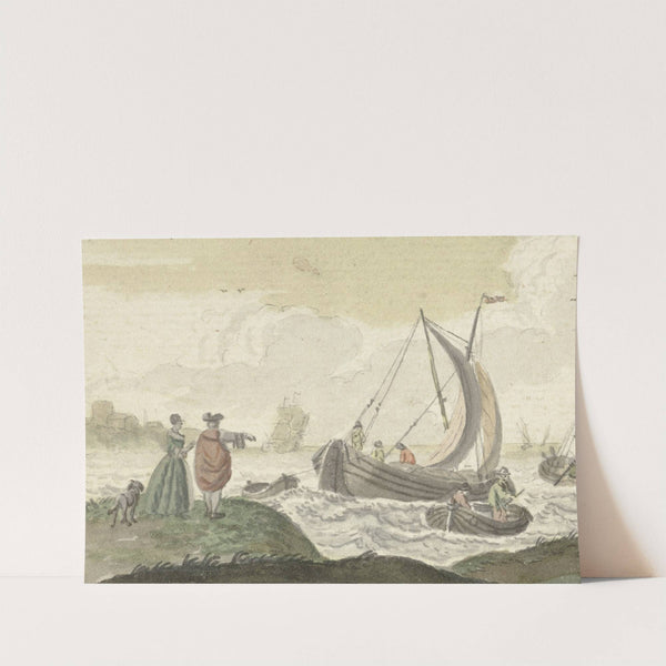 Schepen op een winderige rivier by Nicolaes Aartman