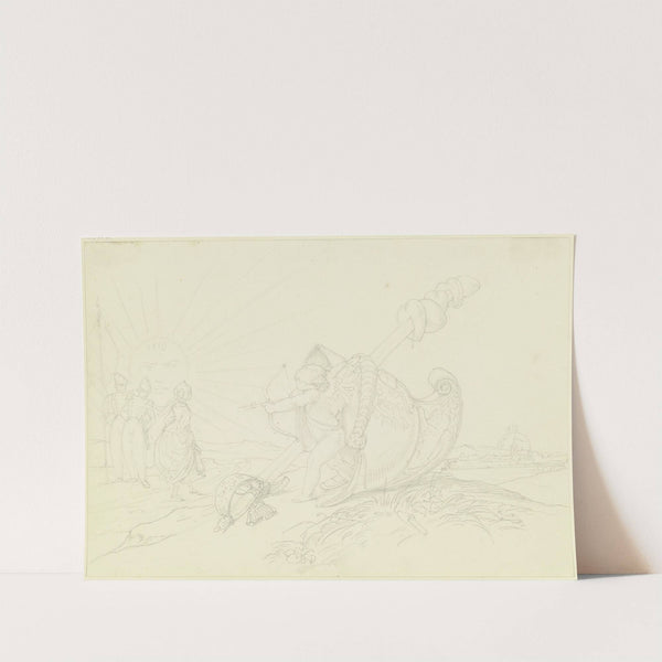 Scherzhafte Auffassung der Erklärung des befreundeten Barons C.v.W., Oesterr. Dragoner-Offiziers; Er suche zur Ehe die Frau mit den kleinsten Füssen. (1853) by Eduard von Steinle