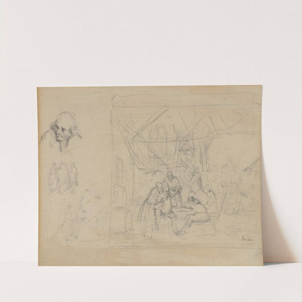 Schets naar oude meester en figuren by James Ensor