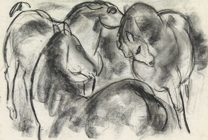 Schets van drie paarden