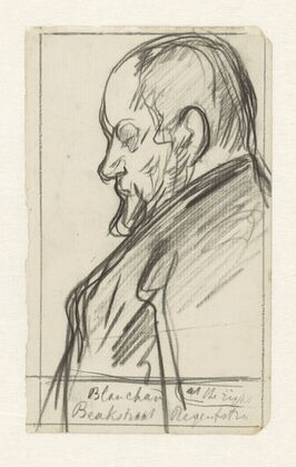 Schets van een man met een baard, in profiel naar links
