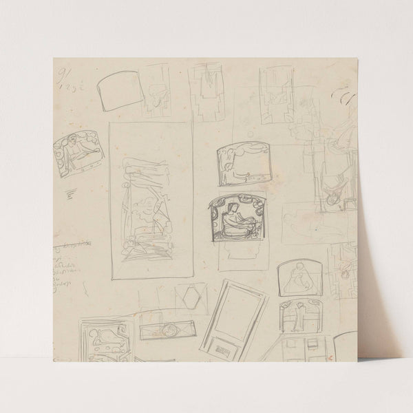 Schetsblad met compositie-studies (1878 - 1938) by Richard Nicolaüs Roland Holst