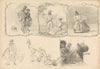 Schetsblad met diverse studies, onder andere van ijspret