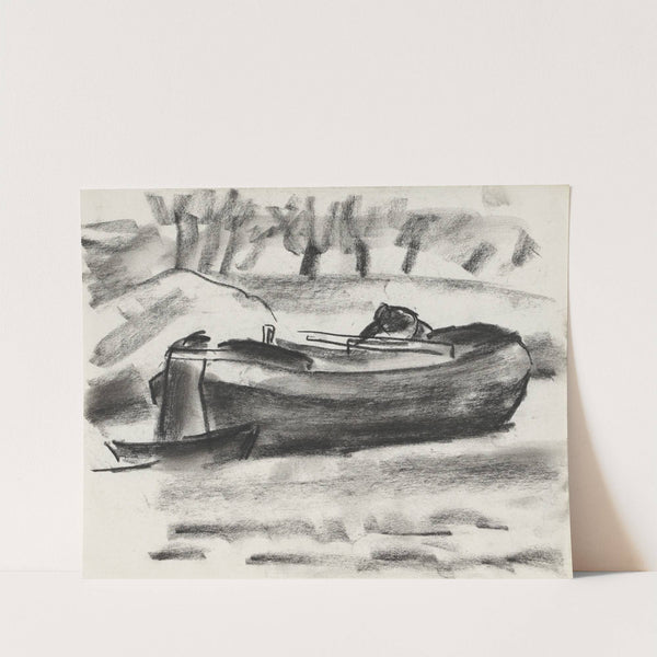 Schetsblad met een schip met een man aan boord (1891) by Leo Gestel