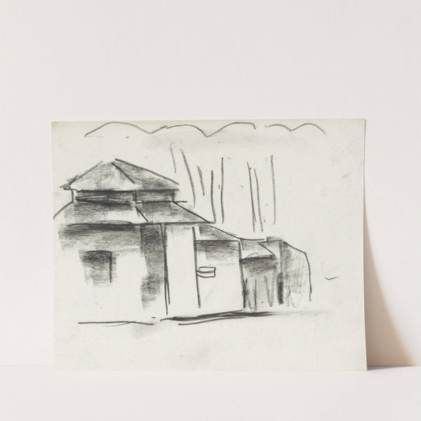 Schetsblad met huis (1891) by Leo Gestel