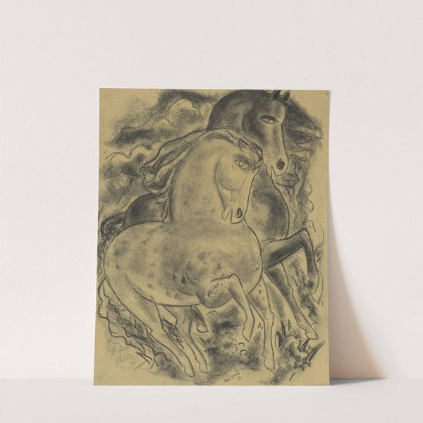 Schetsblad met twee paarden by Leo Gestel