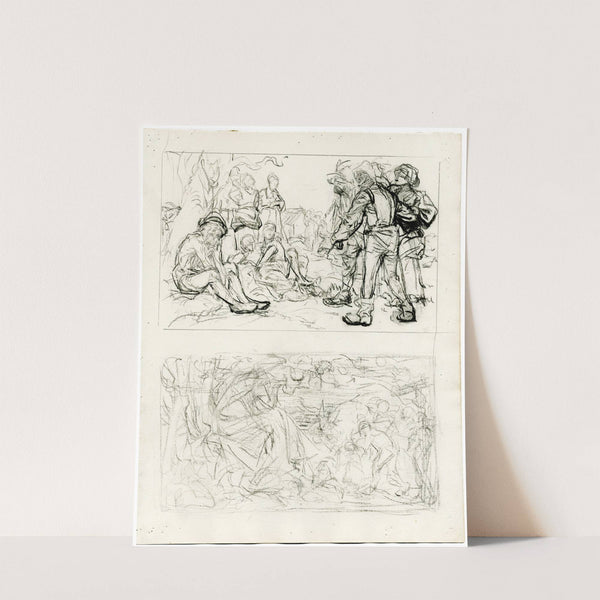 Schetsboekkatern met verschillende compositiestudies by Johannes Josephus Aarts