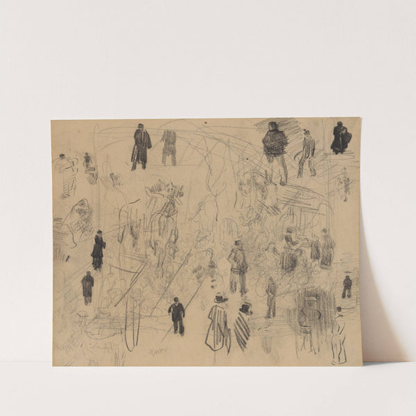 Schetsen van figuren en paarden by James Ensor