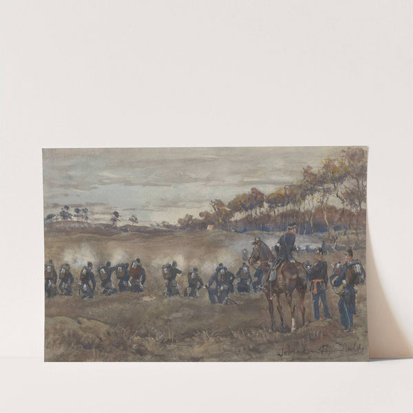 Schietoefeningen van de infanterie op de heide by Jan Hoynck van Papendrecht