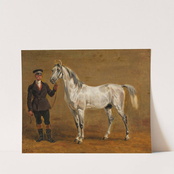 Schimmel mit Rittmeister by Friedrich Voltz