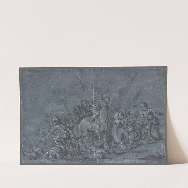 Schlachtenszene; Kampf zwischen Reitern und Fußvolk by Jacob Weyer
