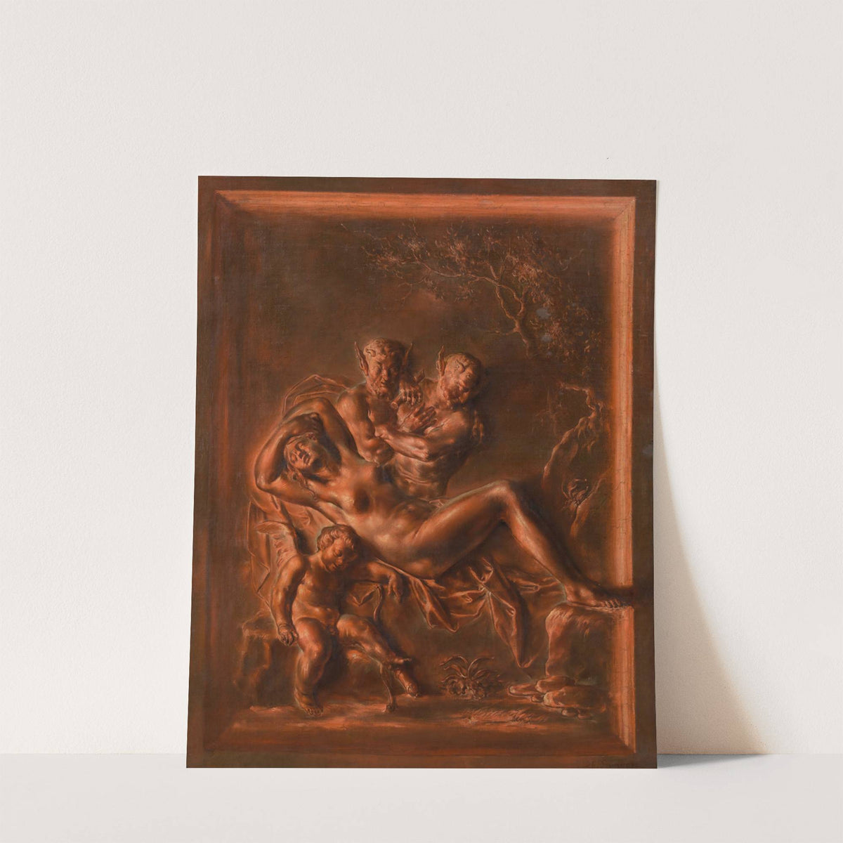 Schlafende Nymphe Von Zwei Satyrn Belauscht by Caspar Franz Sambach