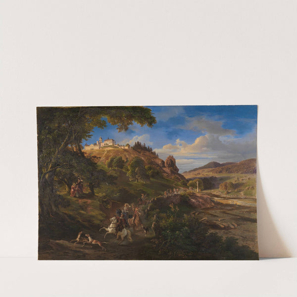 Schloß Eberstein bei Gernsbach mit mittelalterlichem Jagdzug by Daniel Fohr