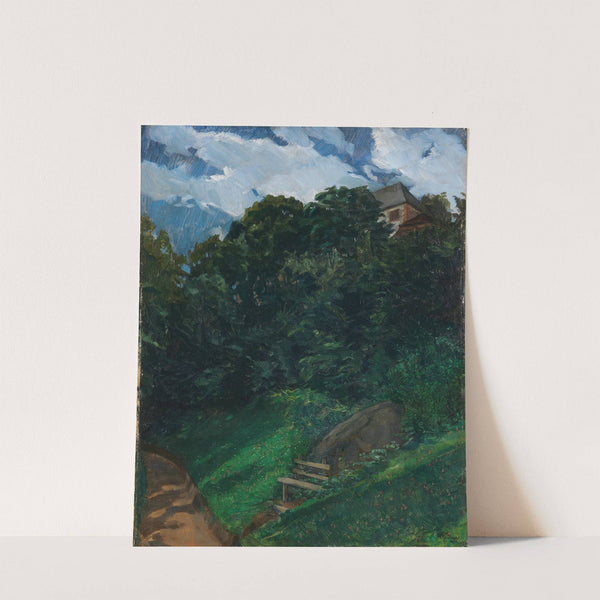 Schlosspark Lichtenberg mit Bank (Odenwald) by Wilhelm Trübner