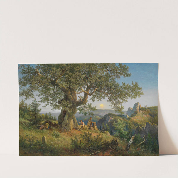 Schmuggler unter einer alten Eiche bei Mondaufgang by Eduard Leonhardi