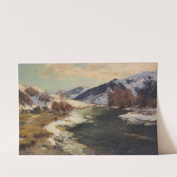 Schneeschmelze im Engadin – Vorfrühling (Ca. 1900-1920) by Jacques Matthias Schenker