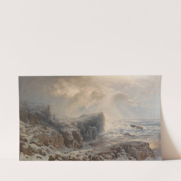 Schneesturm an einer nordischen Küste by August Schaeffer von Wienwald