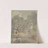 Schnitter und Schnitterin bei einem Erntewagen rastend, vor ihnen ein junges Mädchen, das zum Flötenspiel des Schnitters tanzt by Franz Joseph Manskirsch