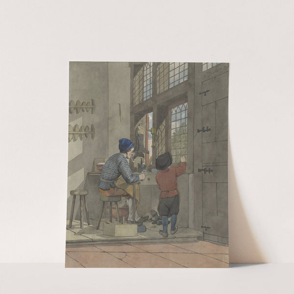 Schoenmaker in zijn werkplaats by W. Barthautz