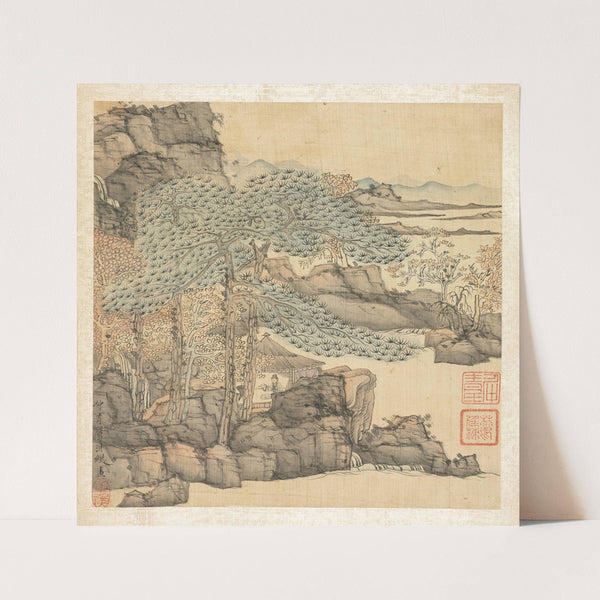 Scholar Reading in a Thatched Hut by a Waterfall (1598-1652) by Chen Hongshou