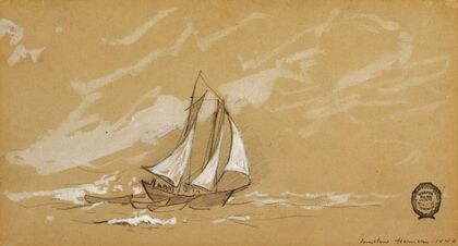 Schooner with Three Dories (1880)