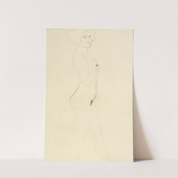 Schreitende nach rechts, die rechte Hand an der Schulter by Gustav Klimt