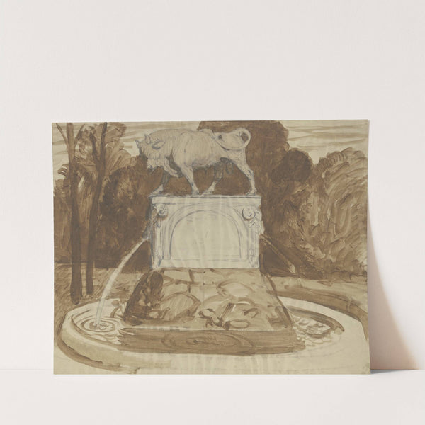 Schreitender Stier auf hohem Sockel by Fritz Boehle