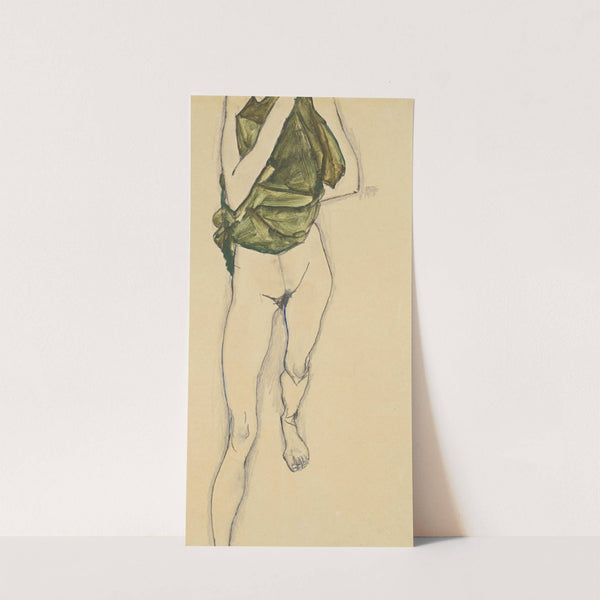 Schreitender Torso in Grünem Hemd (Striding Torso in Green Blouse) (1913) by Egon Schiele