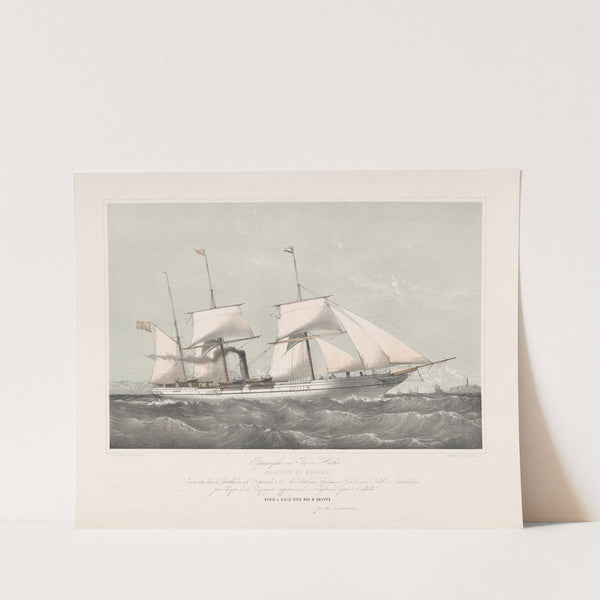 Schroefstoomschip Mariout et Hedjaz varend op zee Pijroscaphes en Fer à Helice Mariout et Hedjaz (1870-1874) by Johan Conrad Greive